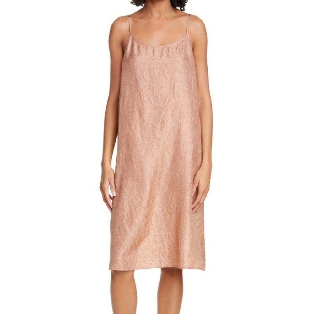 EILEEN FISHER Lightweight Crushed Silk Slip Dress Size XS